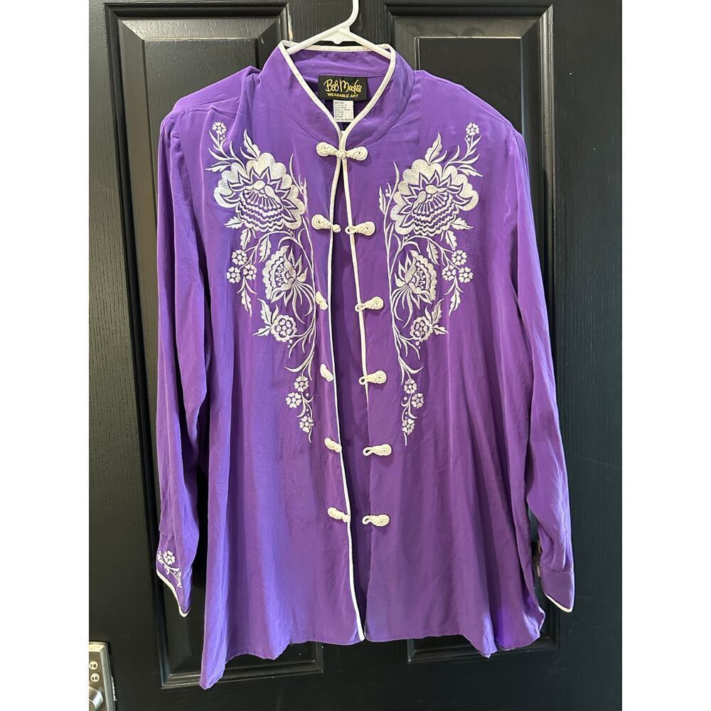 Bob Mackie Wearable Art Floral Embroidered Blouse Top Size 2X